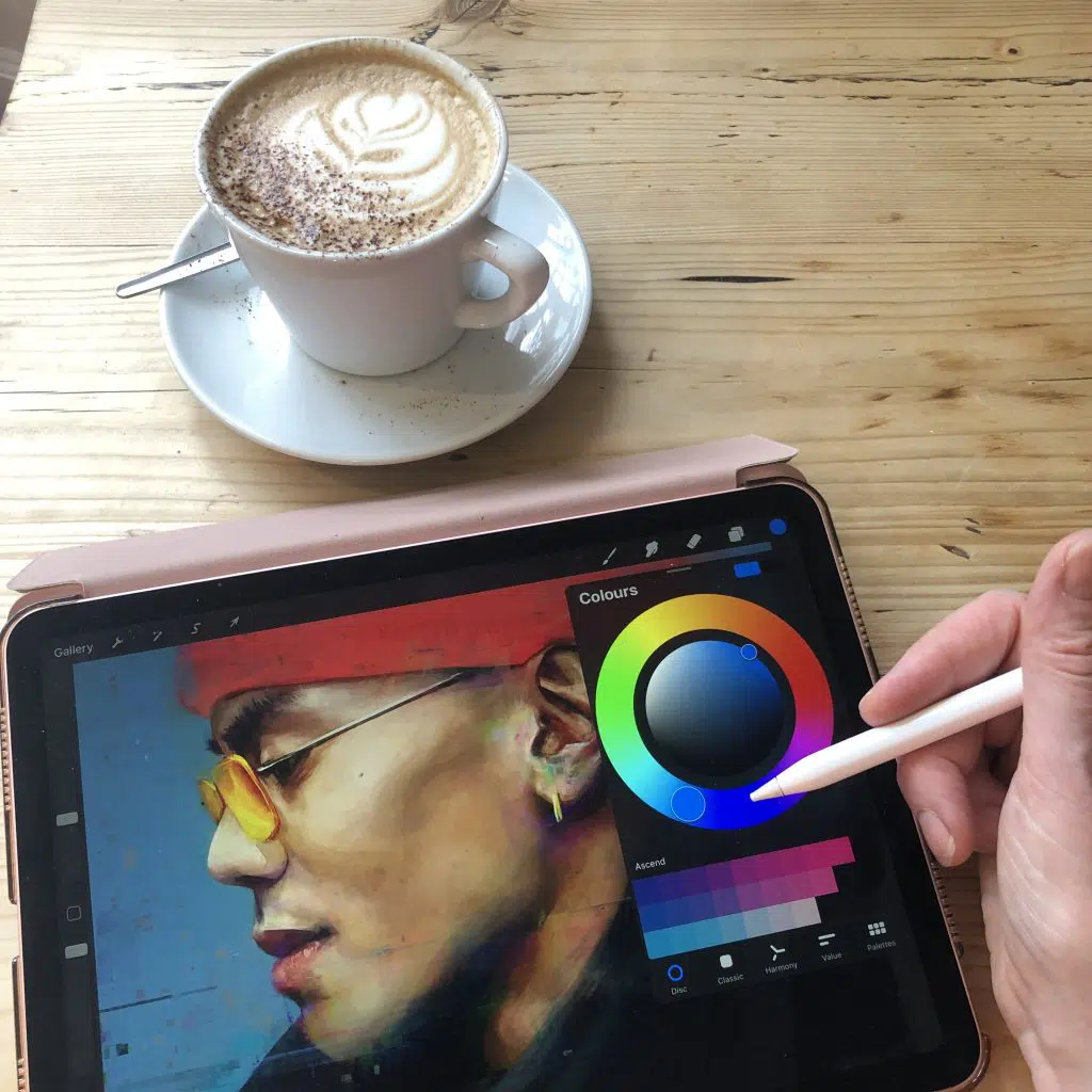 Using Procreate on an iPad with Apple Pencil