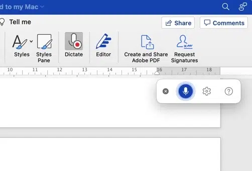 Dictate mode in Word