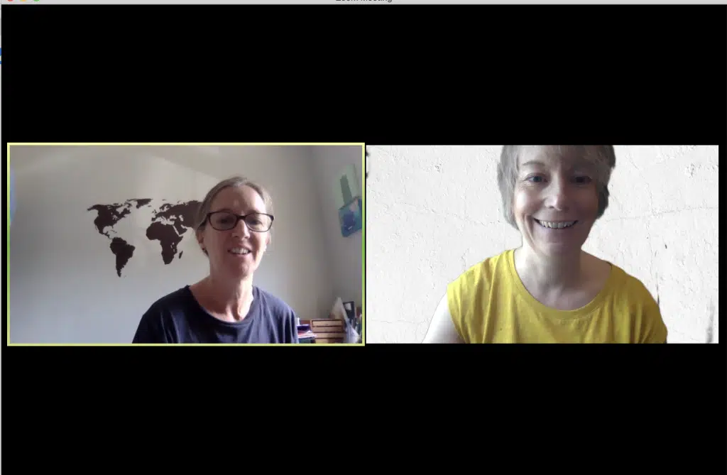 Cath and Clare on Zoom